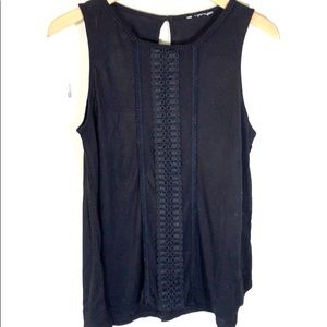 Black Floaty Tank with Lace Detail, Size Medium